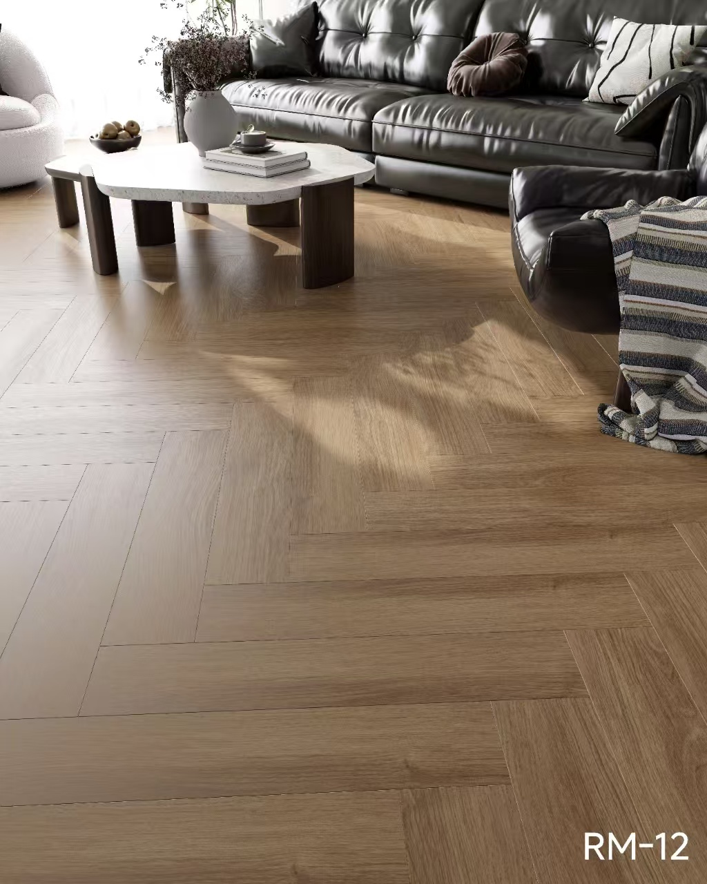 Tianxi flooring - living room herringbone